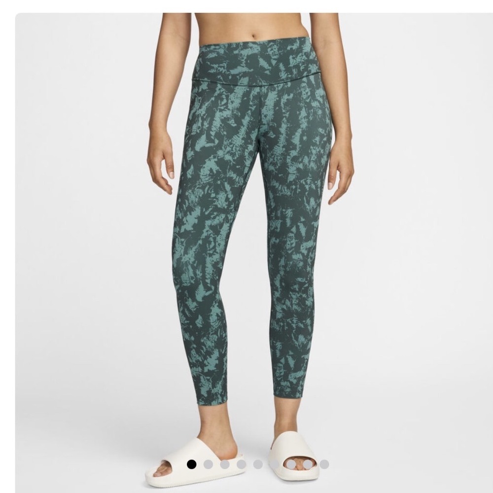 Nike One Dri-FIT Womens High Waisted Leggings Green Abstract Print Size S Small‎
